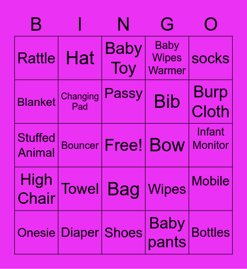 Baby Bingo Card