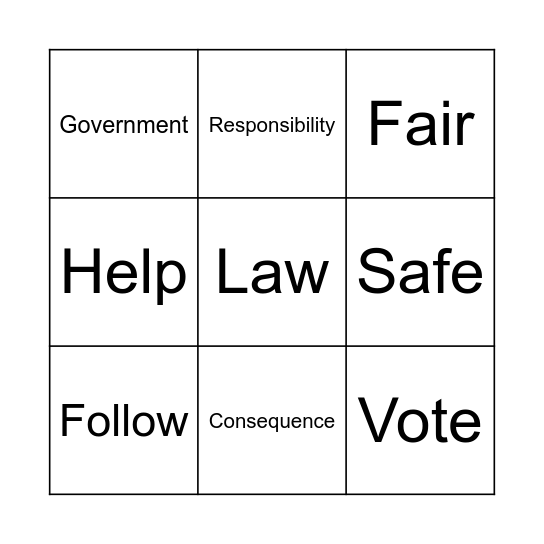 Laws and Rules Bingo Card