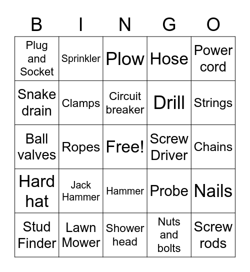 Meg's Home Depot Bingo Card