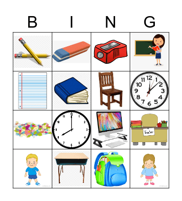 Classroom Materials Bingo Card