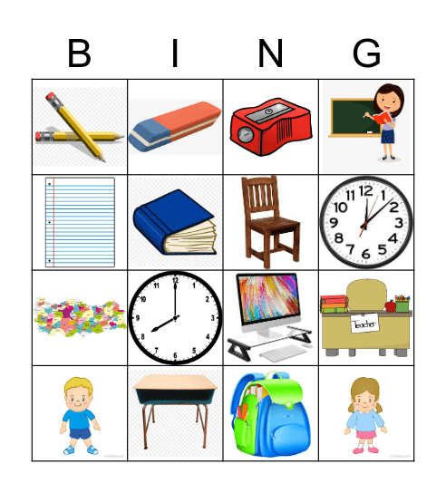 Classroom Materials Bingo Card