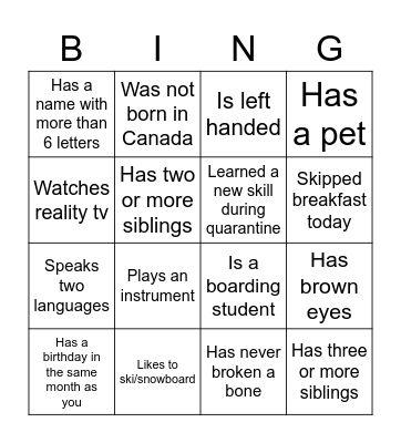 Classroom Bing(o)! Bingo Card