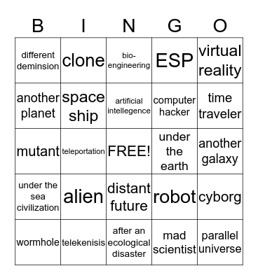 Characteristics of Science Fiction Bingo Card