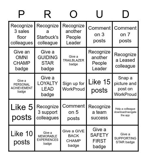 WorkProud PL Gamecard Bingo Card