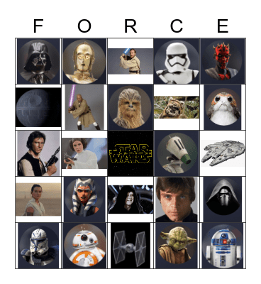 Star Wars Force Bingo Card