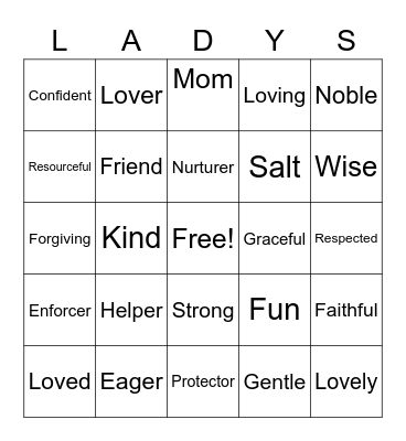 Ladies Night Out Bingo Card