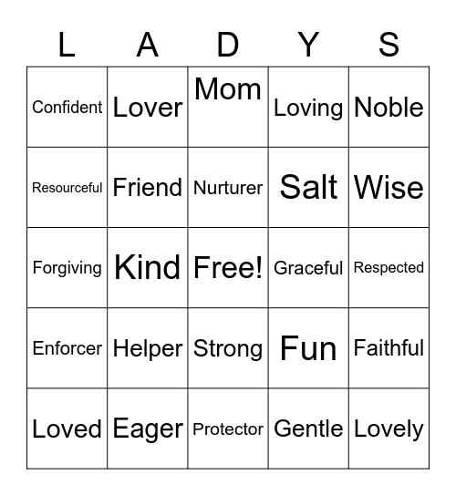 Ladies Night Out Bingo Card