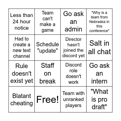 NECC Bingo Card