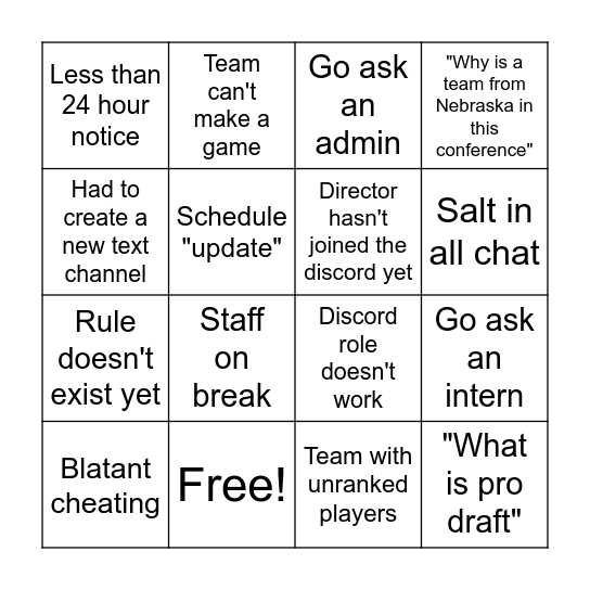 NECC Bingo Card