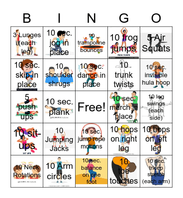 Work Out Bingo Card