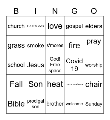 High School/ Jr HIgh School GC Bingo Card