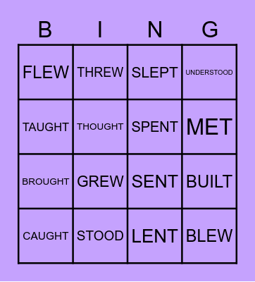 IRREGULAR VERBS Bingo Card