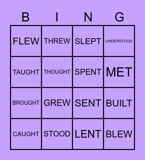 IRREGULAR VERBS Bingo Card