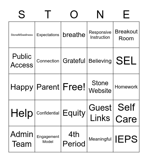 Staff Meeting 0914 Bingo Card