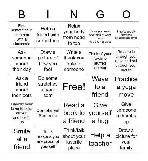 SEL BINGO Card