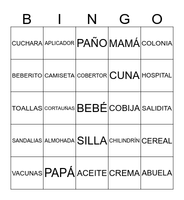 BABY SHOWER Bingo Card