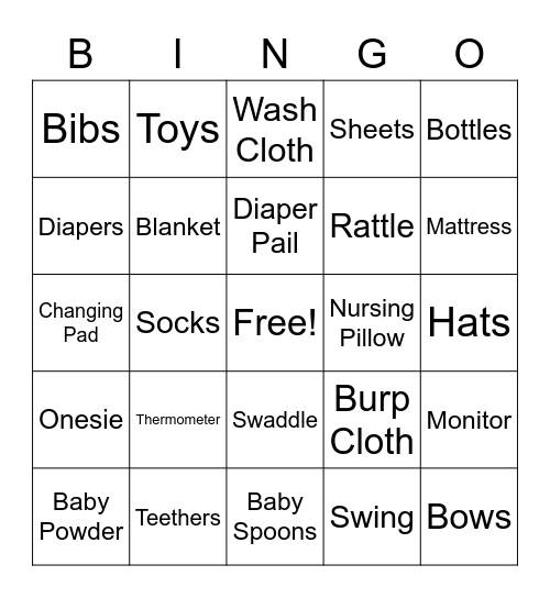 Baby Bingo Card