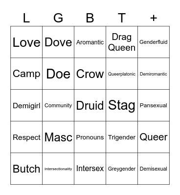 LGBT+ BINGO Card