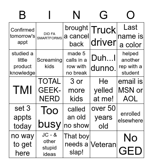 Mallari Bingo Card
