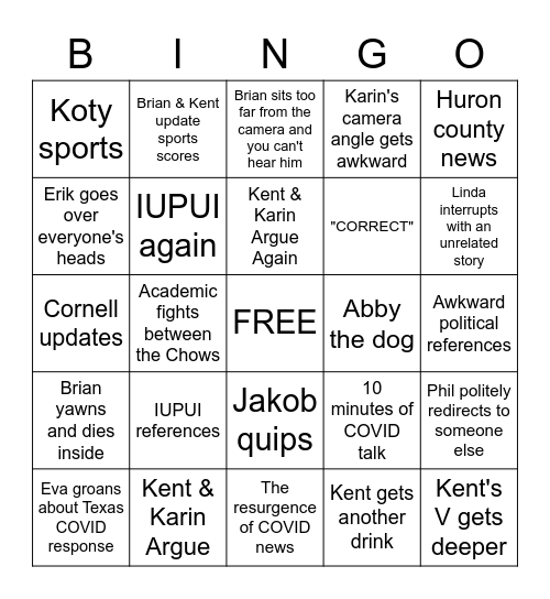 Wardhammar Family Bingo Card