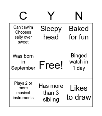 CYN Prayer Rally Bingo Card