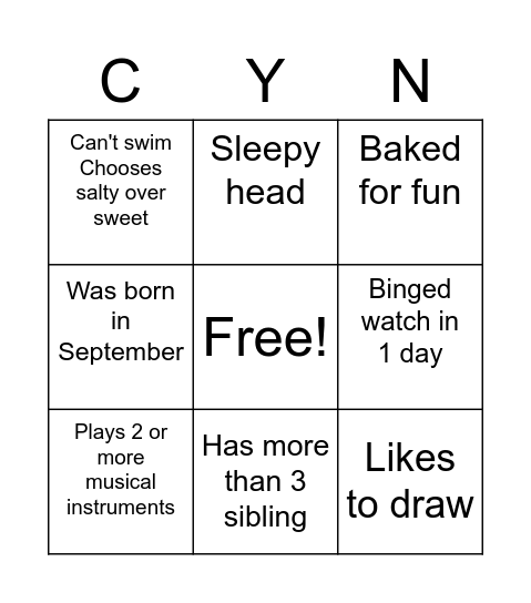 CYN Prayer Rally Bingo Card