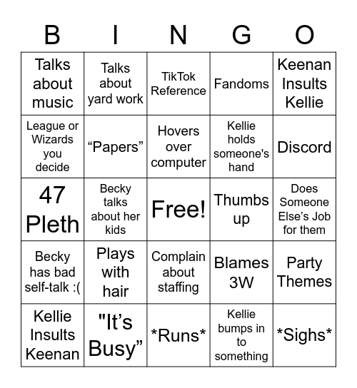 Work Bingo Card