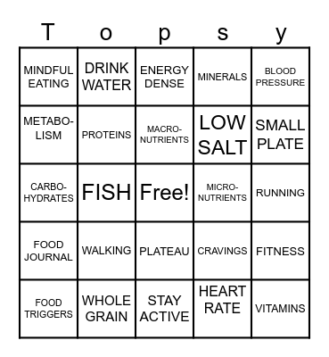 TOPSY Bingo Card