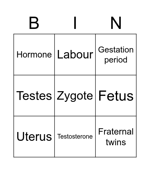 Reproduction Bingo Card