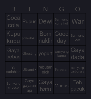 B O B B Y Bingo Card