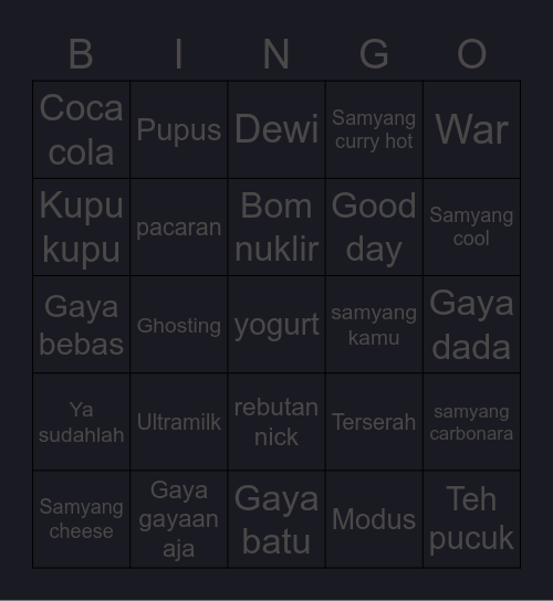 B O B B Y Bingo Card