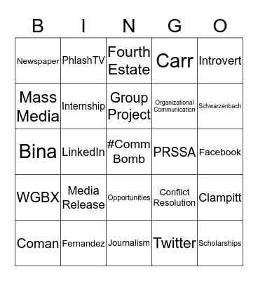 Comm Preview Day Lingo Bingo Card