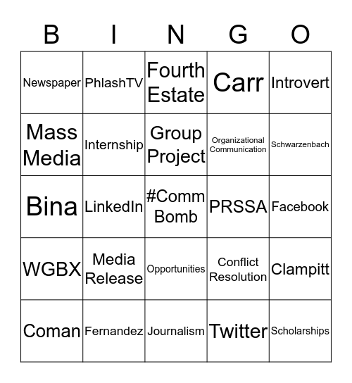 Comm Preview Day Lingo Bingo Card