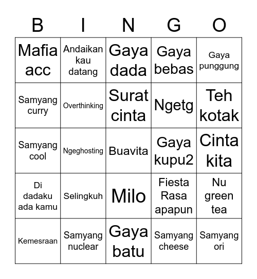 Gyuyi Bingo Card