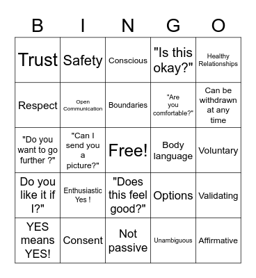 Consent Bingo Card