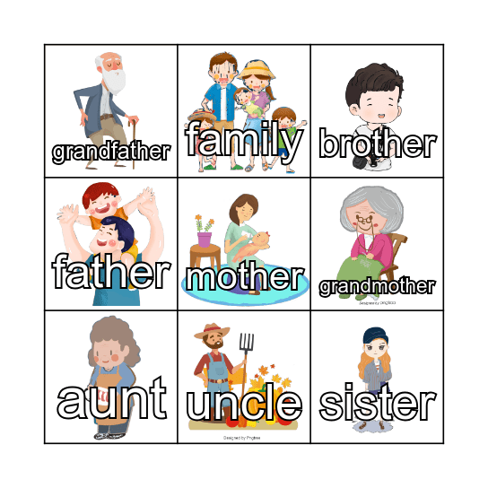 Family Bingo Game Bingo Card