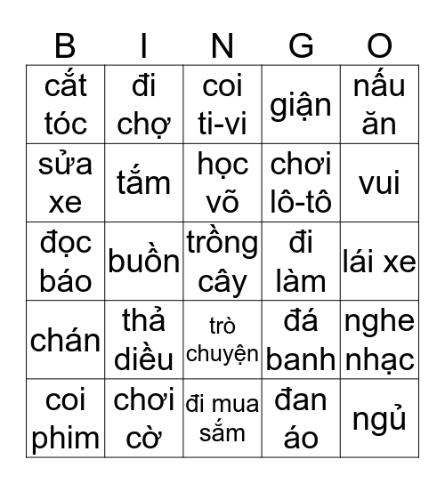 Ôn Từ Vựng Bài 4 - 8 2 of 3 Bingo Card