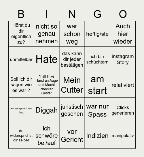 Apo Bingo - Am Start, das echte Bingo Card