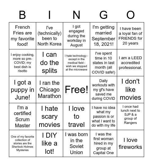 Rise BINGO Card