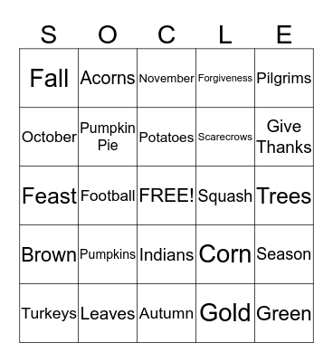 Socle Bingo Card