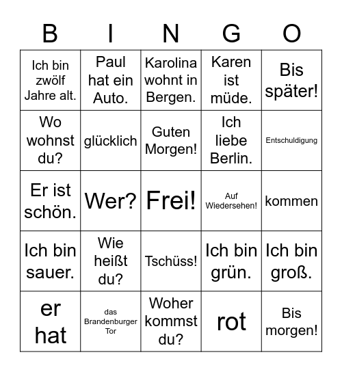 Hallo, wie gehts? (8/1) Bingo Card