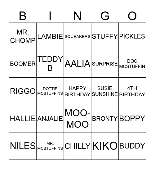 HAPPY 4TH BRTHDAY Bingo Card