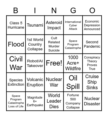 2020 Apocalypse Bingo Card