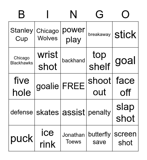 HOCKEY BINGO Card