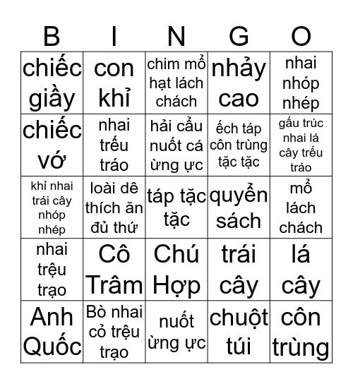 Ôn Từ Vựng Bài 4 - 8 3 of 3 Bingo Card