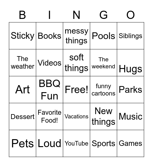 Let's Talk About..... Bingo Card