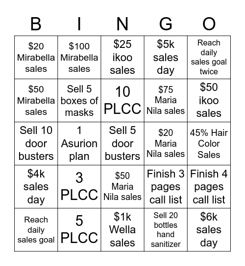 Sept 14 - Sept 19 Bingo Card