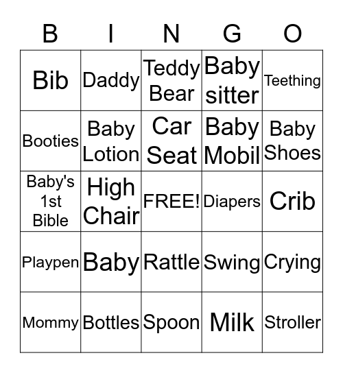 MOFFETT BABY SHOWER Bingo Card