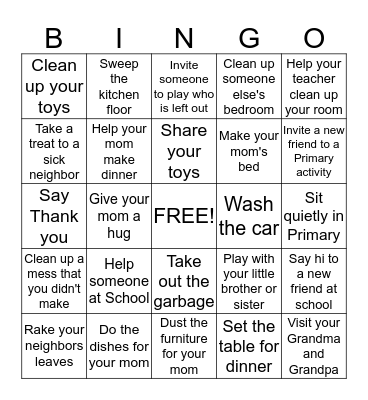 Service Bingo Card