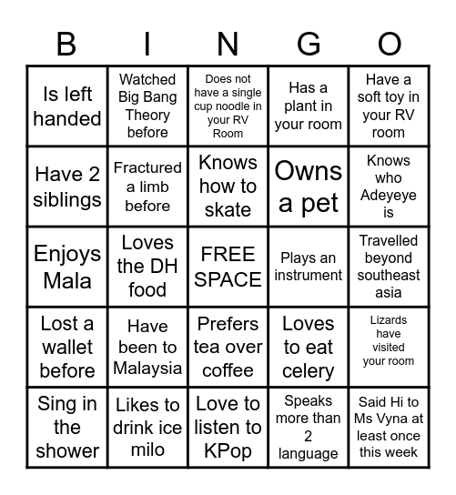 BLOCK B BINGO Card